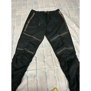 ENCRYPTED Mens‎ Jogger Pants Black Gold Zipper Detail Drawstring Size 2XL